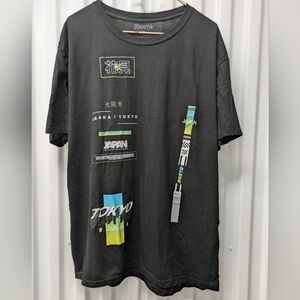 Black Graphic Tee with Japan Print